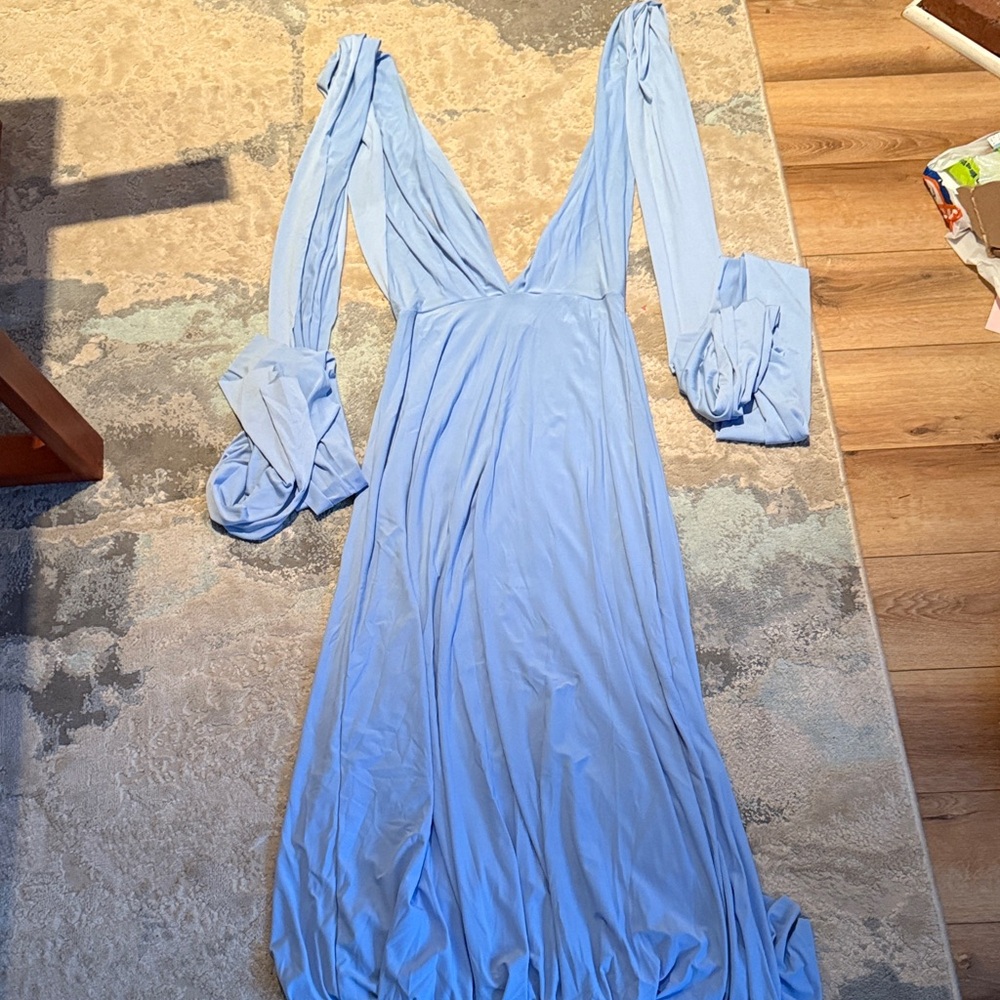 Elegant Blue Women's Wrap Dress